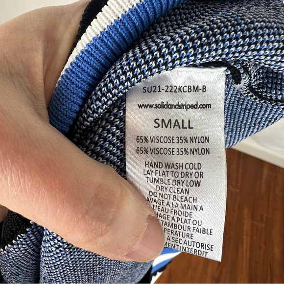 Solid and Striped Mackenzie Plaid Blue White Knit Pullover Sweater Size S - Picture 6 of 6